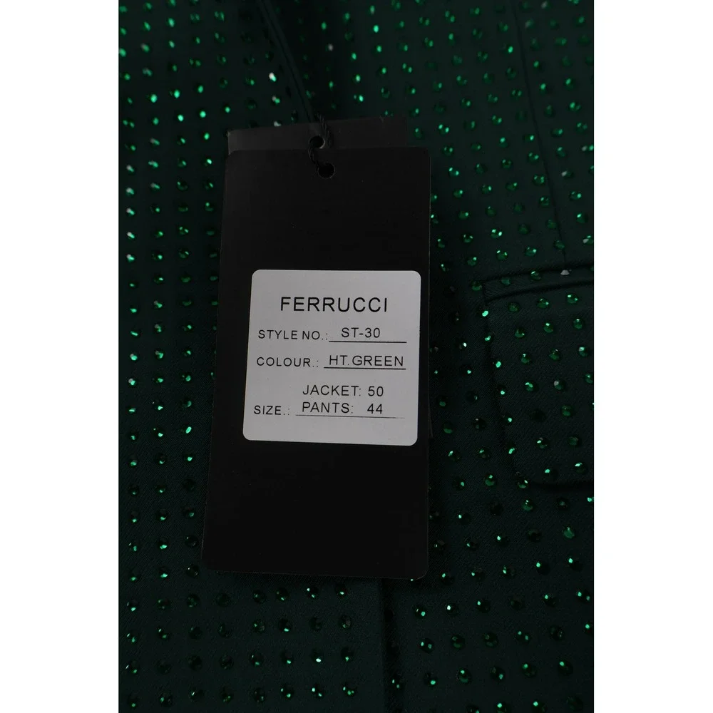Green Rhinestone Embellished Ferrucci Suit Set ST-30 Hunter  50/44 NWT